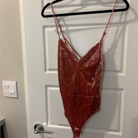 Lulus Velvet Bodysuit - Dusty Rose - Picture 2 of 3